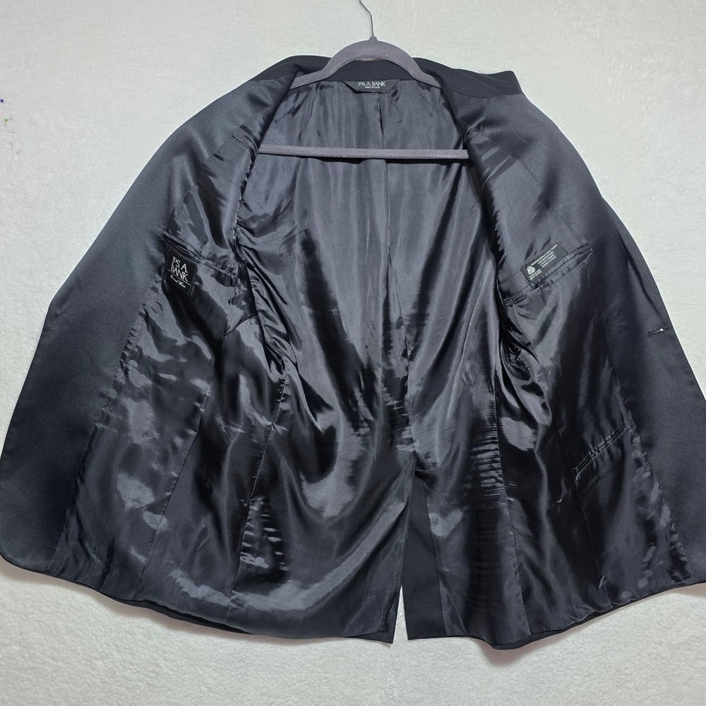 Jos A Bank Mens 38R Tuxedo Jacket Black 100% Wool Satin Peak Lapel Made in USA - Picture 4 of 13